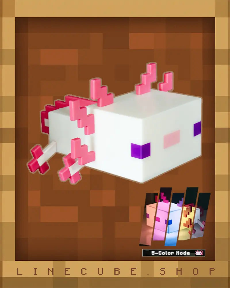 Pixel Axolotl Lamp– 5-Color Night Light Desk Companion Rechargeable