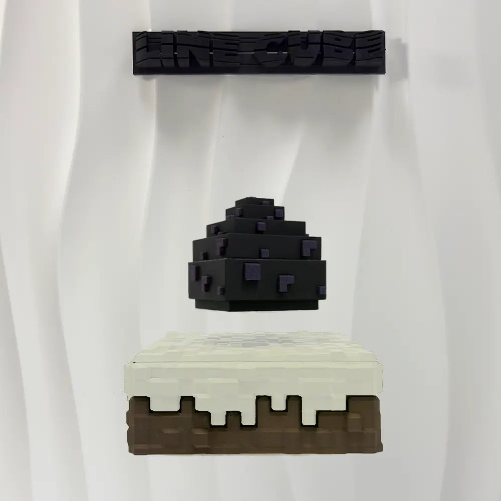 SNOWY GRASS BLOCK BASE — Levitation Block (120mm) | LINE CUBE PIXEL DESK TOY