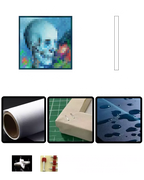 ”Skull and Roses“ - Pixel Style Art Painting Retro Gaming Room Decor