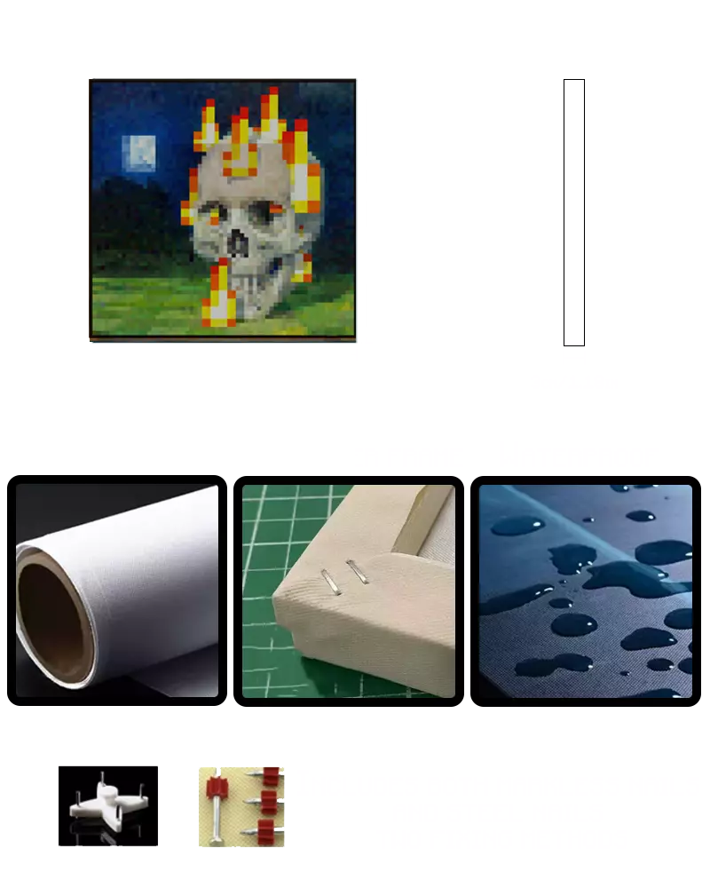 ”Skull On Fire“ - Pixel Style Art Painting Retro Gaming Room Decor