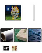 ”Skull On Fire“ - Pixel Style Art Painting Retro Gaming Room Decor