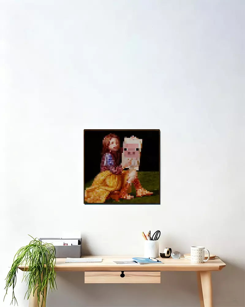 ”Pigscene“ - Pixel Style Art Painting Retro Gaming Room Decor