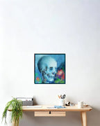 ”Skull and Roses“ - Pixel Style Art Painting Retro Gaming Room Decor