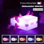 Pixel Axolotl Lamp– 5-Color Night Light Desk Companion Rechargeable
