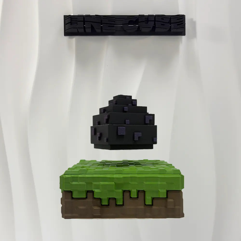 GRASS BLOCK BASE LEVITATION BLOCK (120MM) | LINE CUBE PIXEL DESK TOY