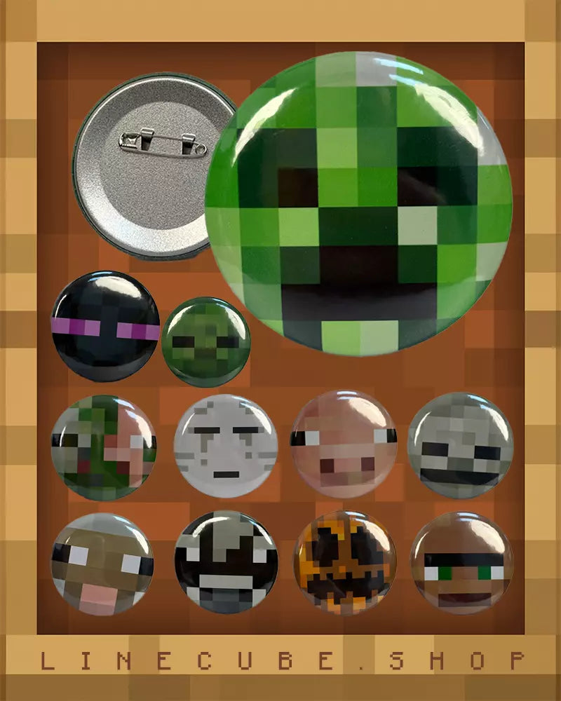 Pixel Art Button Pins – Retro Style Metal Badges for Bags, Jackets & Accessories