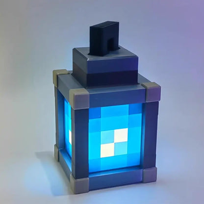 Ice Blue Pixel Lantern Night Light  Rechargeable (170mm)