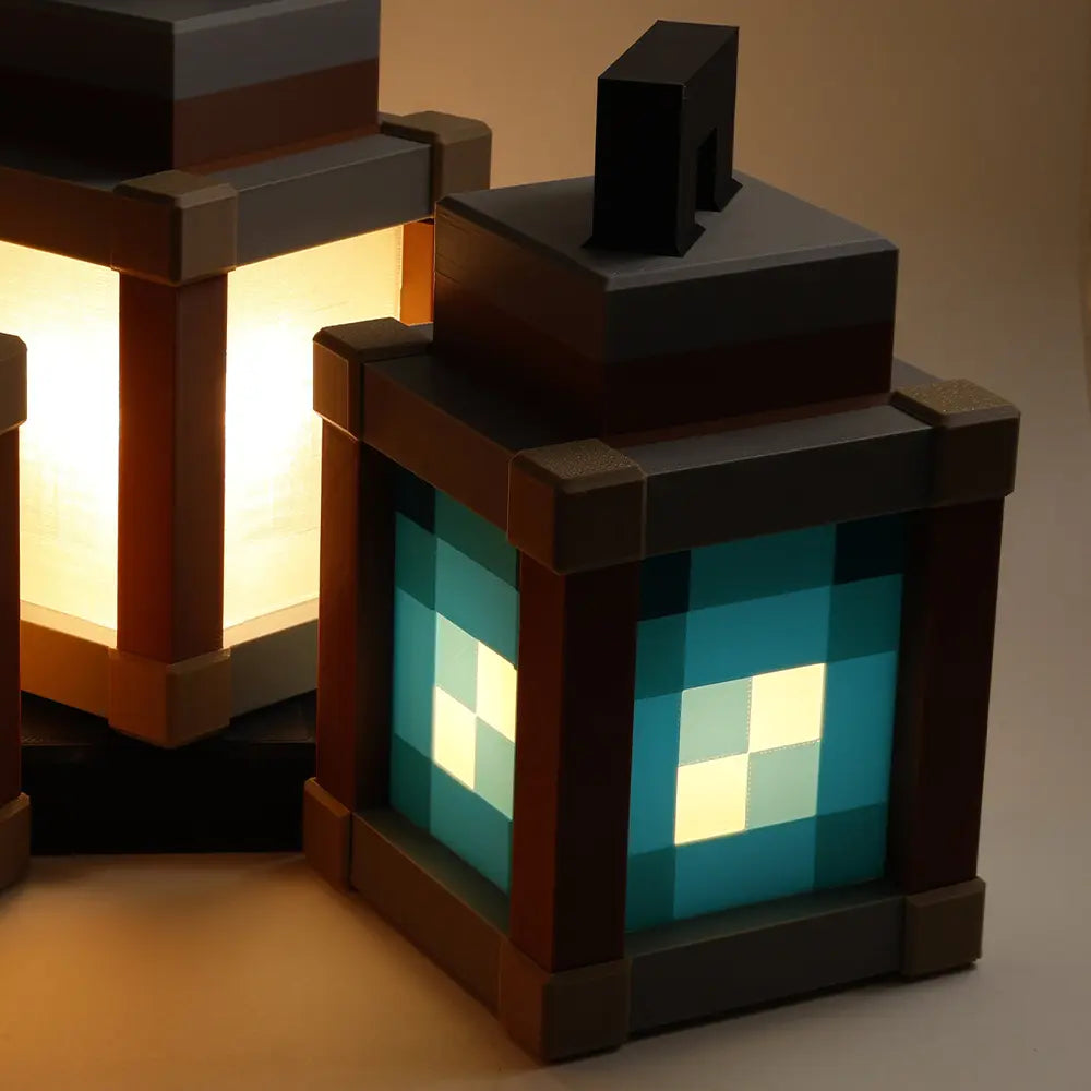 Ice Blue Pixel Lantern Night Light  Rechargeable (170mm)