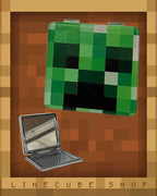 Retro Pixel Block Compact Mirror – PU Leather Wrapped Portable Makeup Mirror with Dual-Sided Design(CREEPER)