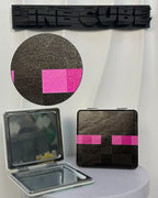 Retro Pixel Block Compact Mirror – PU Leather Wrapped Portable Makeup Mirror with Dual-Sided Design(Enderman)