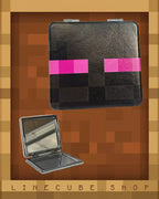 Retro Pixel Block Compact Mirror – PU Leather Wrapped Portable Makeup Mirror with Dual-Sided Design(Enderman)