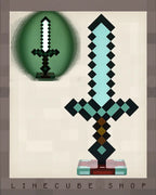 3D Diamond Sword Desk Lamp - 14 Inch