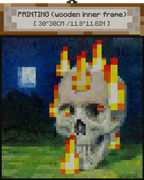 ”Skull On Fire“ - Pixel Style Art Painting Retro Gaming Room Decor