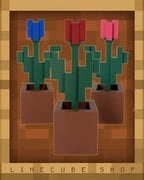 Pixel Tulip – Block-Style Potted Flower Desk Decor (Red / Blue / Pink)