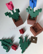 Pixel Tulip – Block-Style Potted Flower Desk Decor (Red / Blue / Pink)