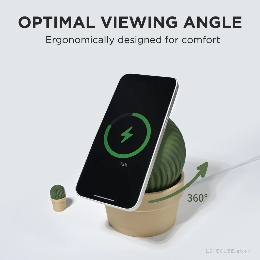 The Cactus Ball MageSafe+Stand: Potted Plant MagSafe Charging Stand (Qi2 Compatible)