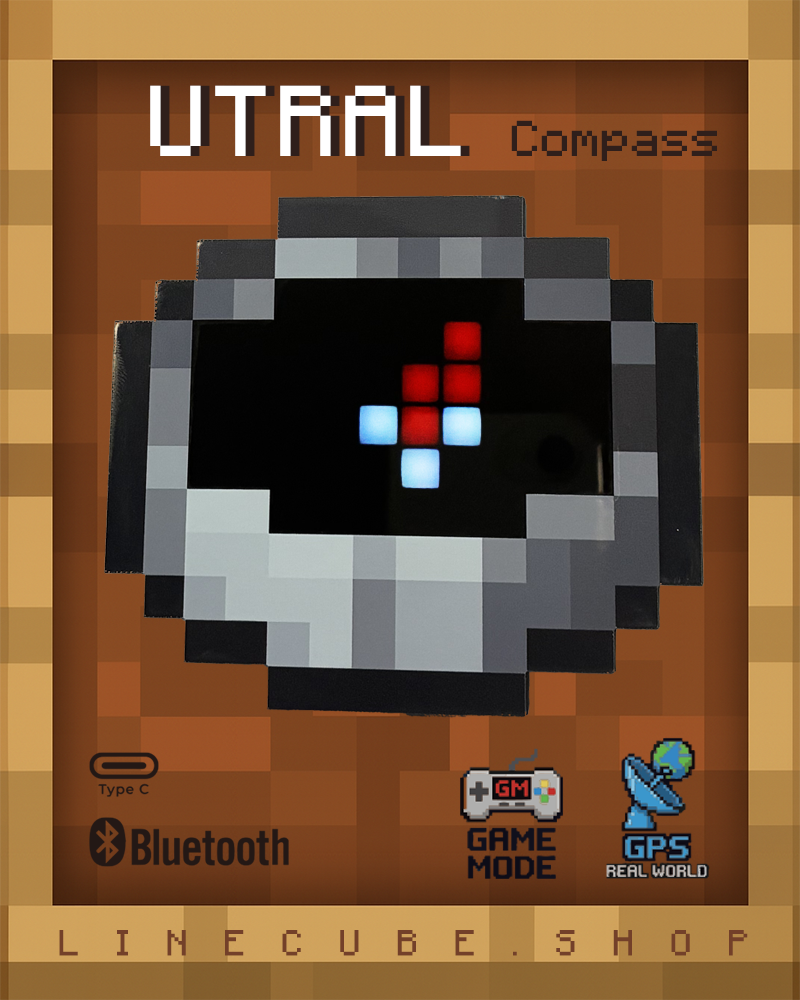 UTRAL Pixel Compass - Dual Mode Real-World Navigation & Virtual Spawn Tracker | Bluetooth | Mirror Finish