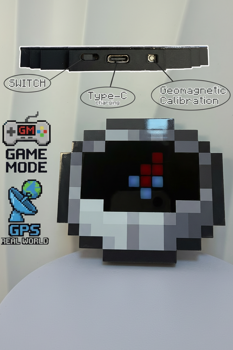 UTRAL Pixel Compass - Dual Mode Real-World Navigation & Virtual Spawn Tracker | Bluetooth | Mirror Finish