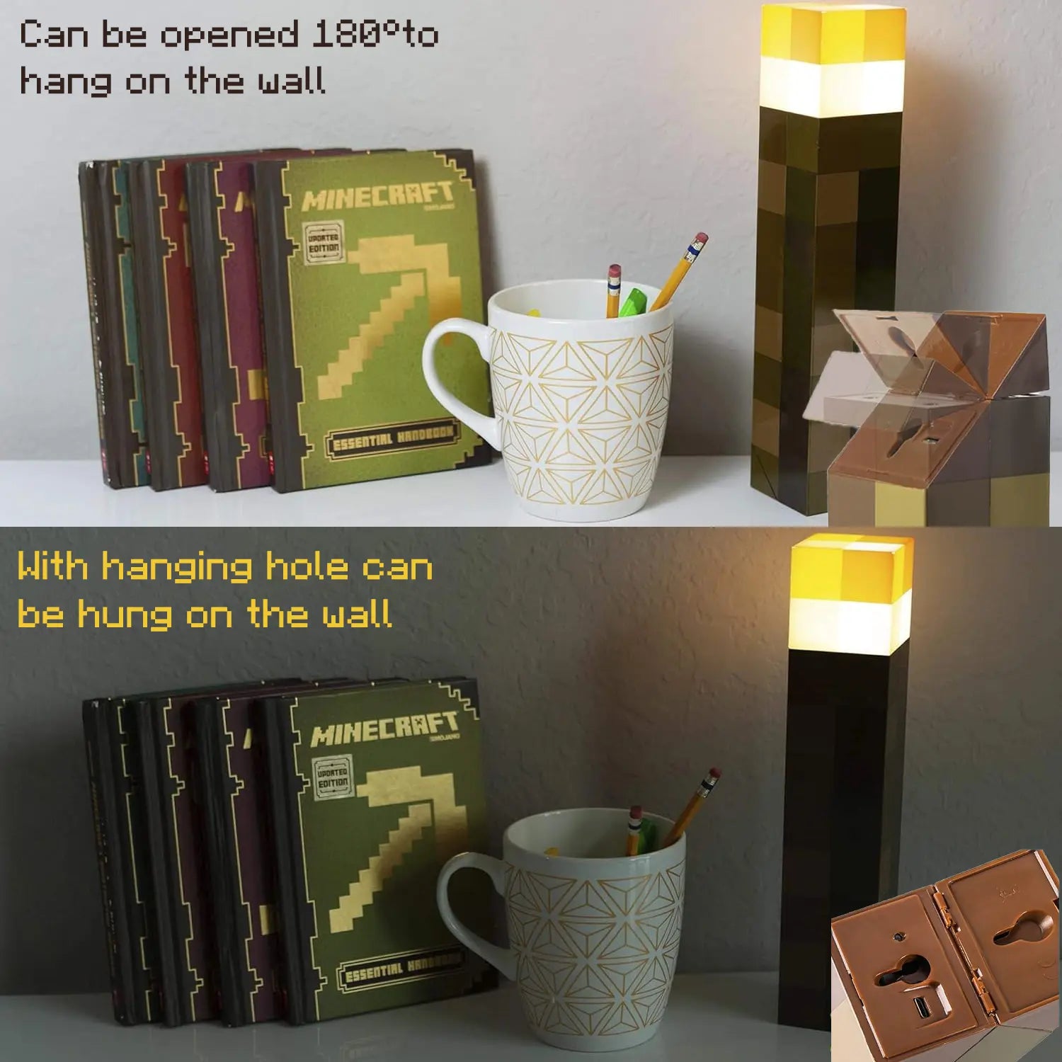 Rechargeable Pixel Torch Light – LED Night Lamp for Gamers & Kids Room Decor